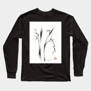 "Morning"  sumi-e brush pen bamboo drawing/painting Long Sleeve T-Shirt